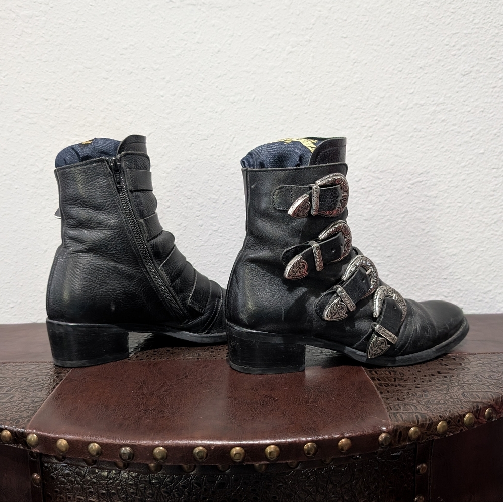Freebird by Steven Black Leather Buckle Ankle Boots - Picture 8 of 15